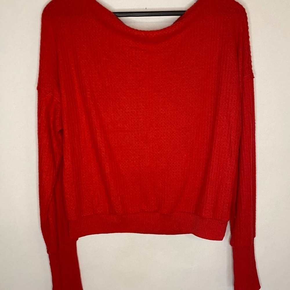 NWOT Treasure & Bond Nordstrom Thermal Long Sleeve Waffle Red Top, Medium NEW